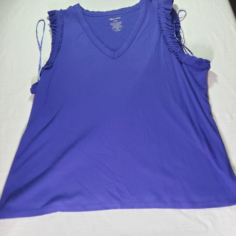 Nine West Womens Tank Top Shirt Size 2XL XXL Purple Sleeveless Casual Blouse